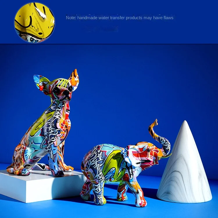 

Creative Watermark Chihuahua Puppy Resin Crafts Living Room Entrance TV Cabinet Creative Crafts Decoration Colorful Gift