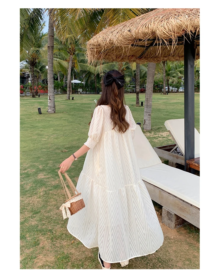 Женское кружевное шифоновое платье Летнее Длинное свободное для беременных с