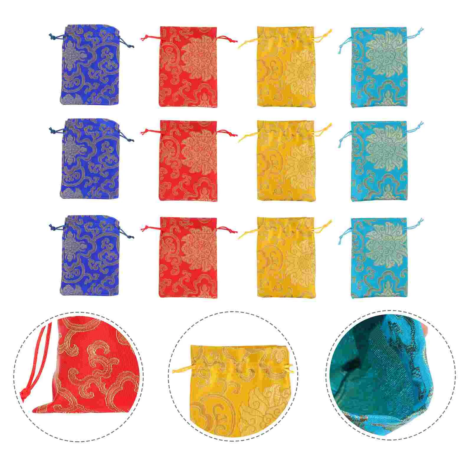 

12 Pcs Jewelry Gift Bags Candy Chocolate Bag Vintage Wallet Jewelry Bag China Candy Chinese Silk Bag Storage Gift Drawstring Bag