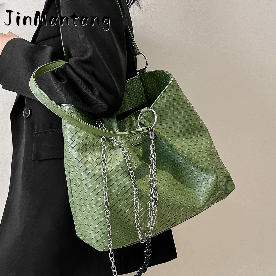 

Trend Designer Weave PU Leather Shoulder Bags for Women Luxury Brand Shopper Bag 2023 Large Capacity Lady Handbags and Purse Sac