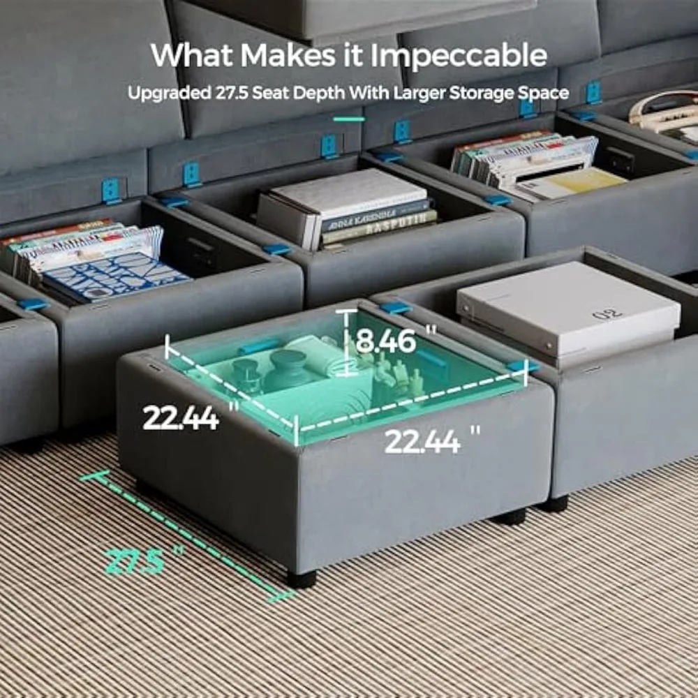 Набор тканевых диванов на 4 места модульный секционный диван Глубокие сиденья