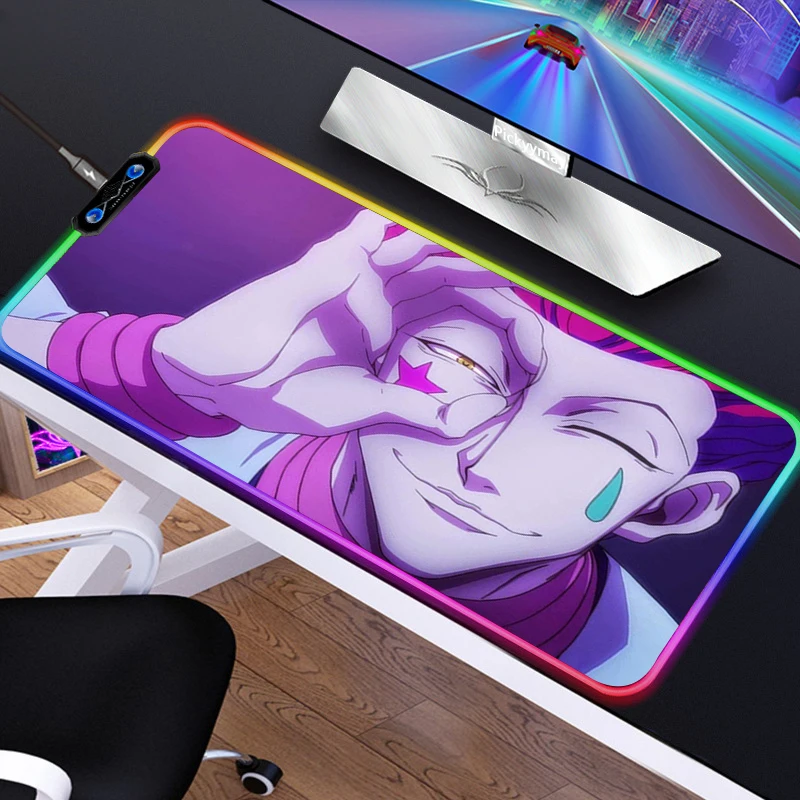 

Hunter x Hunter Gaming Mouse Pad Computer Mousepad RGB Large Gamer LED Accessories Carpet Big PC Desk Play Mat with Backlit