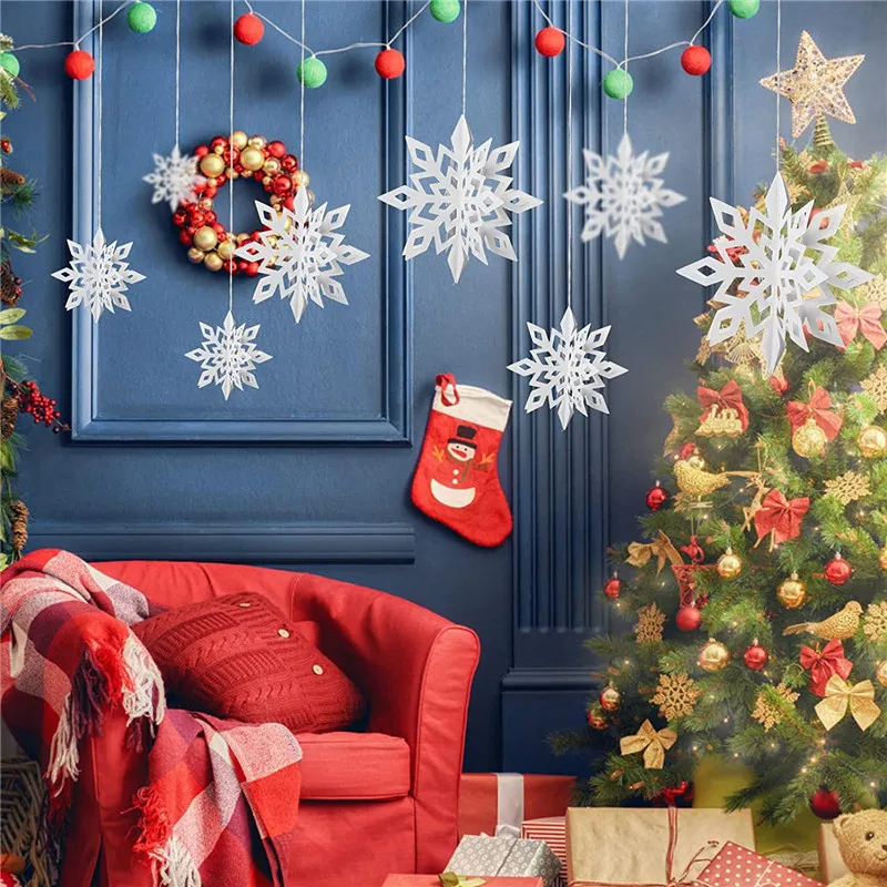 3D Снежинка звезда бумажные гирлянды фотообои для дома НОВОГОДНИЕ 2023