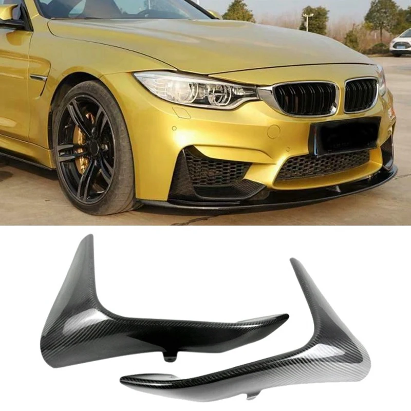 

NEW-for BMW M3 F80 2014-2018 M4 F82 2014-2020 Carbon Fiber Front Fog Lights Eyebrow Bumper Splitters Fins Trim