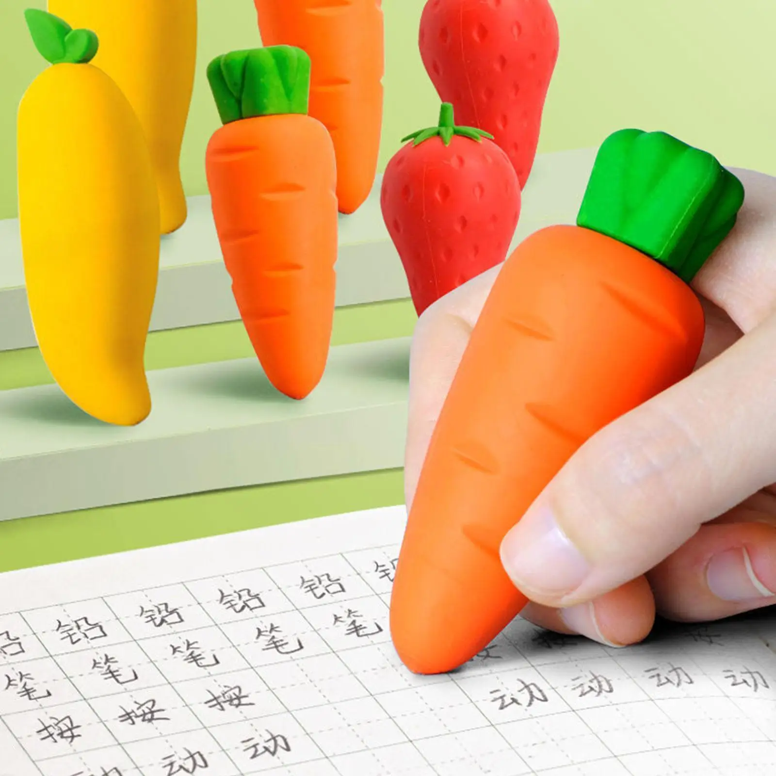 

Rubber Stationery Pencil Erasers Fruit Cuisine Shape Eraser For Office Kids Prize Writing Drawing Student Gift K4p7