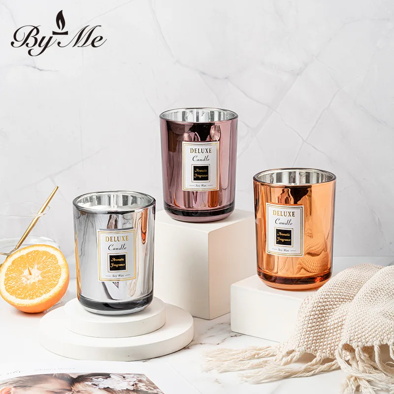 

SILLIKE Aromatherapy Candle Bedroom Essential Oil Aroma Plated Glass Candle Bathroom Aromatherapy Soy Candle