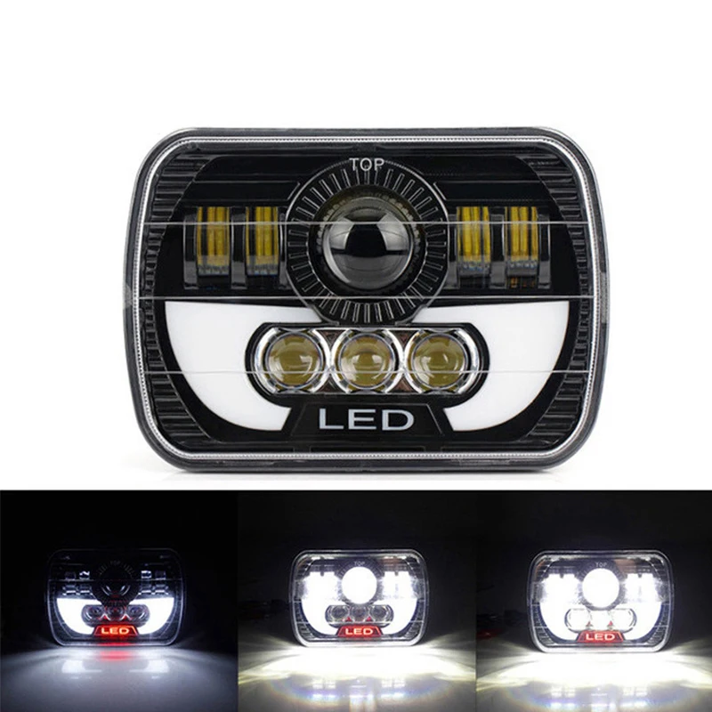 7X6 5X7 Inch Square Hi/Lo Beam LED Projector Headlight Headlamp DRL Turn Sigal Waterproof For Jeep Cherokee XJ Car Accessories
