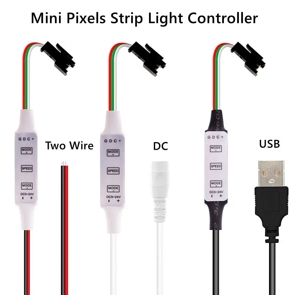 

Mini LED Pixels Strip Light Controller 3Keys USB DC SP621E Music Bluetooth APP Control for WS2812b WS2811 LED Pixels Strip