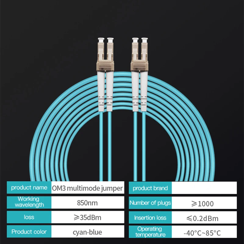 OM3 10Gbps Fiber Optic Patch Cord LC-LC UPC Multimode Duplex Fiber Jumper 2.00mm 2Core Fiber optic patch Cables for 1m-100m FTTH