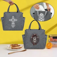skull letter printing insulated lunch bags multifunction lunch box cooler bag portable picnic large capacity thermal food packs