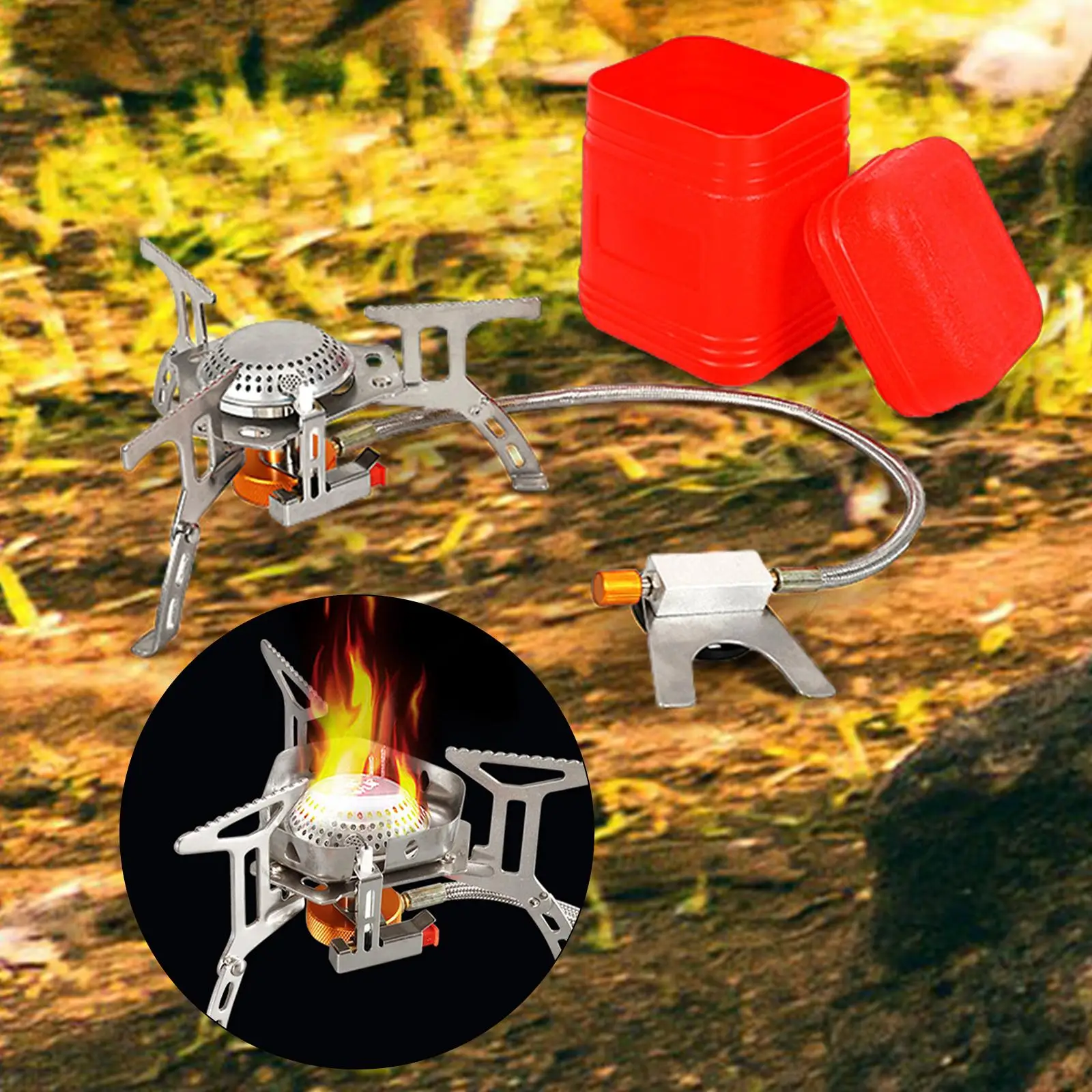 

Складная газовая горелка с чехлом для хранения, ветрозащитная, для пикника, рыбалки