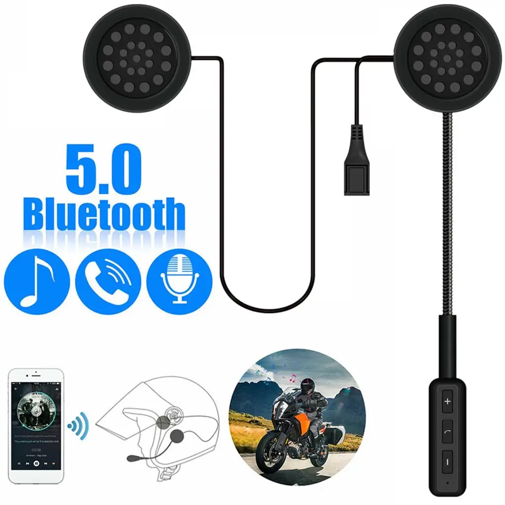 

Мотоциклетный шлем гарнитура Bluetooth 5,0 наушники беспроводные стерео шлем наушники Hands free микрофон для управления вызовами и музыкой