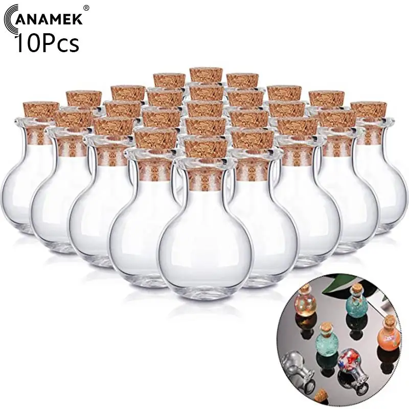 

10 Pcs Mini Glass Bottles Clear Miniature Potion Bottle Small Wishing Bottles With Cork Stoppers For Wedding Party Diy Crafts