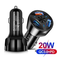 pd 20w car charger 3 ports usb type c quick charge phone adapter for iphone 13 12 11 pro max xiaomi portable fast charger in car