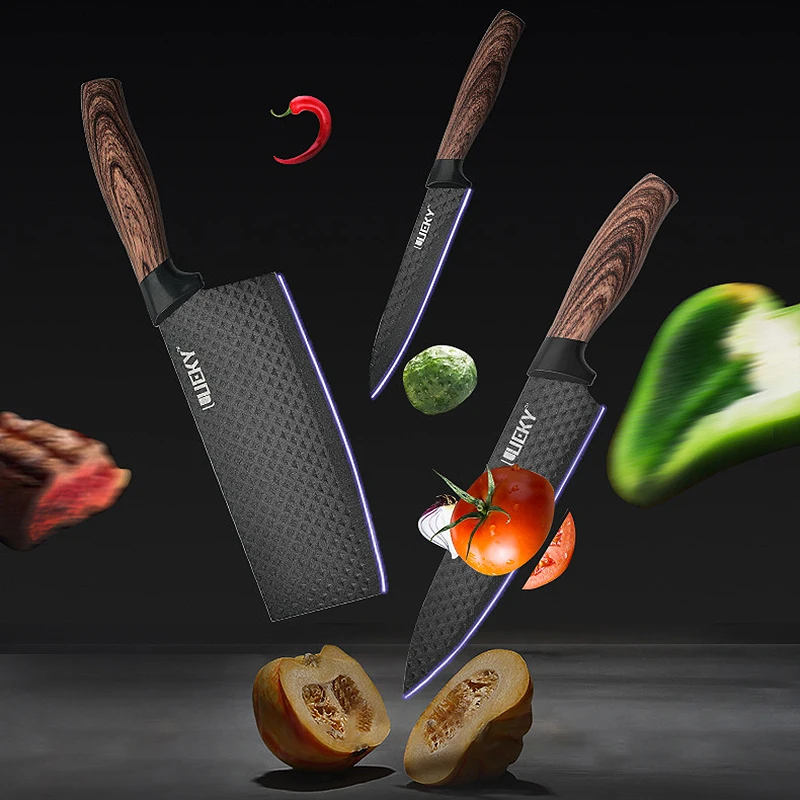 

6PCS Double Non-Stick Coating Wave Pattern Sharp Kitchen Knife Six-Piece Set Gift Fruit Vegetable Slicer Knife Scissors Scraper