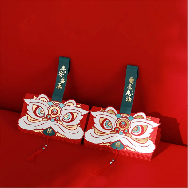 

2022 г., складной красный конверт с тигром HongBao, красный Карманный китайский новогодний оригинальный креативный красный конверт для весеннего фестиваля