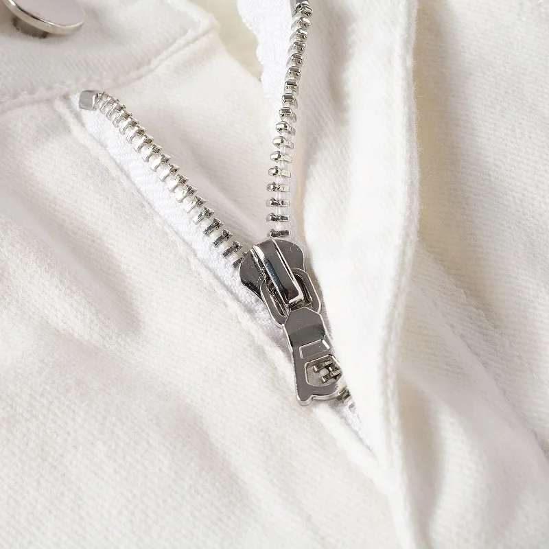 Fashion Streetwear Men Jeans White Elastic Slim Fit Ripped Jeans Men Hole Trousers Patched Designer Brand Hip Hop Pants Hombre