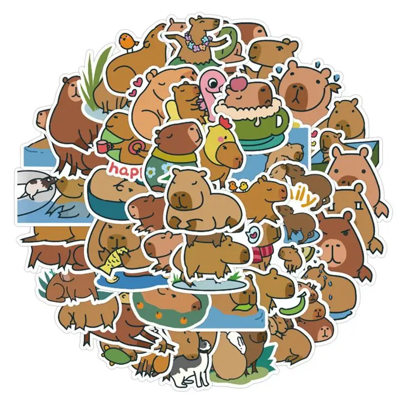 

Capybara Gift Stickers Stickers Animal Decals Capybara Waterproof PVC Funny 50pcs Kawaii For Phone Luggage Water Bottles