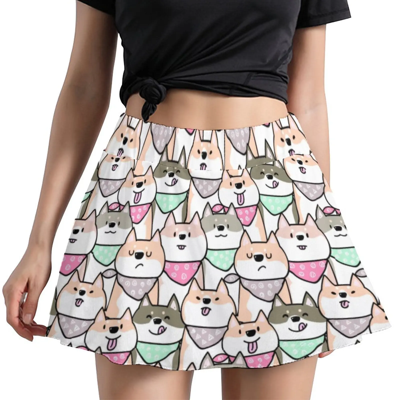 

Cartoon Dog Skirt Summer Funny Mini Corgi Y2K Casual A-line Skirts Vintage Mini Skirt Female Printed Big Size Clothes