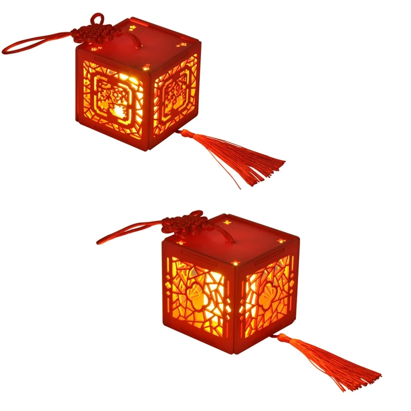 

Creative Luminous House Hollow Lamp Box w/ Delicate Tassel Pendant Customized Hanging Decor Handmade Craft Office Supply