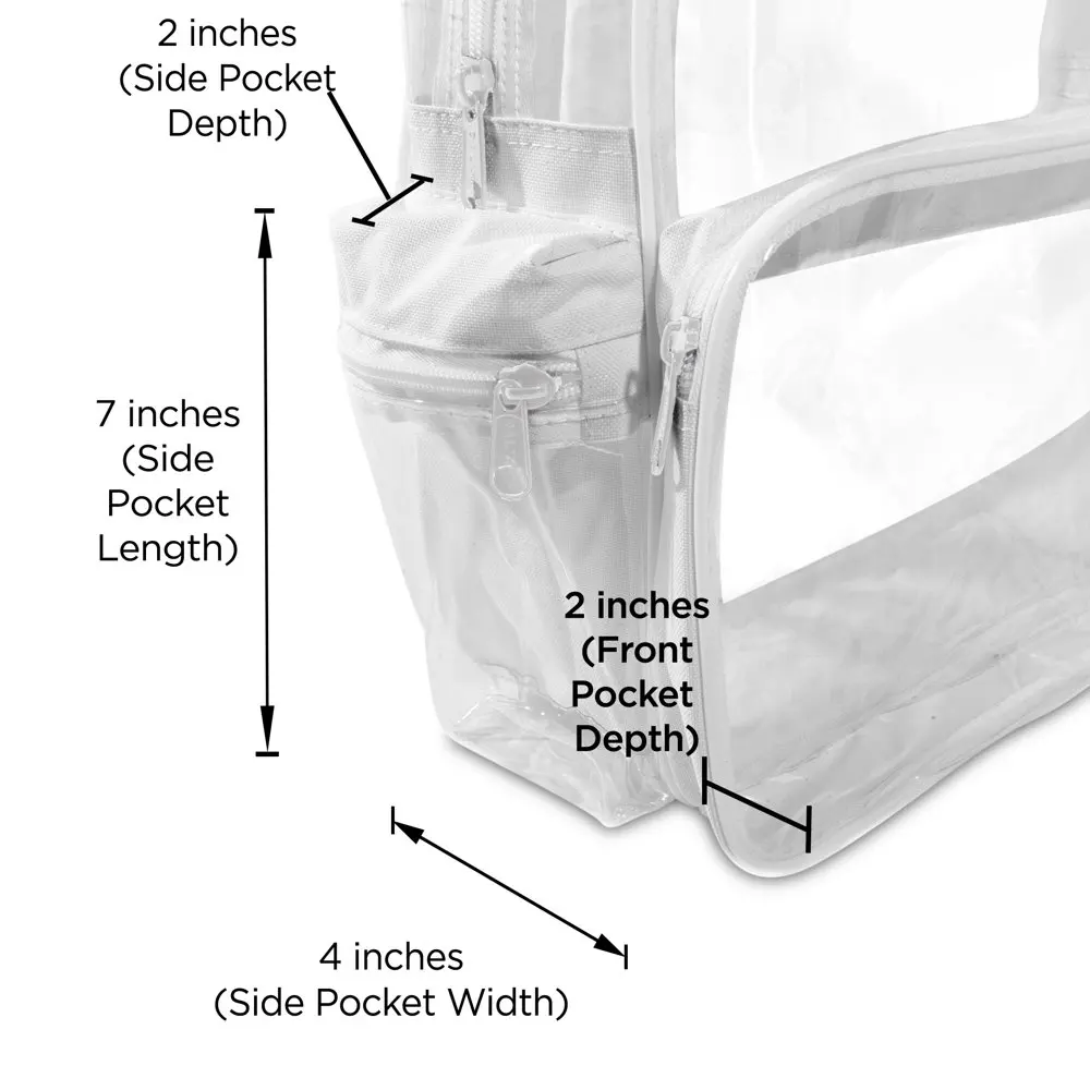 Small Clear Backpack Transparent PVC Security Security School Bag in White