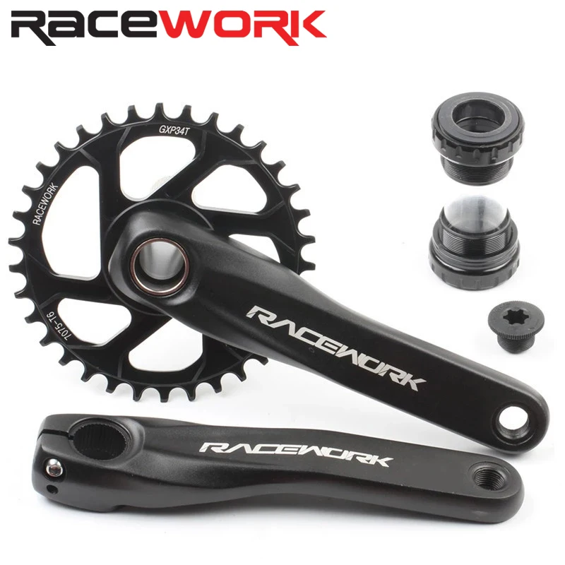 Racework Bicycle Crankset 32T 34T 36T 38T Chainring 170MM MTB Crank Bike Crown Compatible for SRAM SHIMANO Part | Спорт и