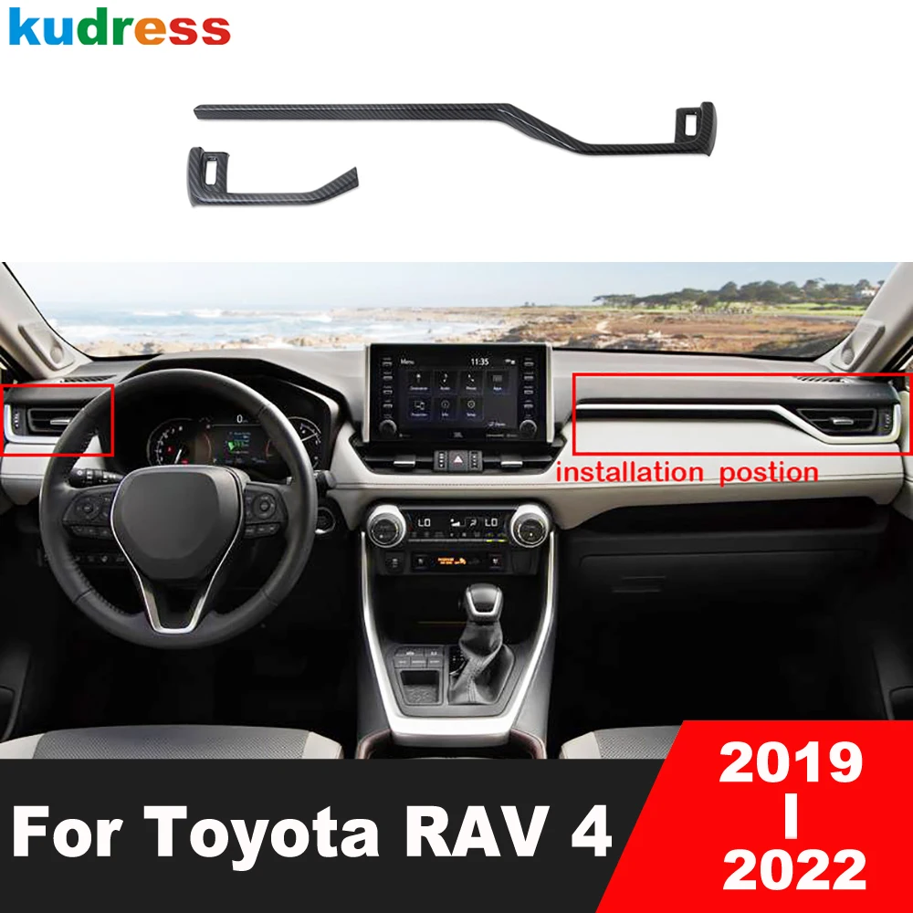 

Для Toyota RAV4 RAV 4 2019 2020 2021 углеродное волокно, внутренняя Передняя Крышка вентиляционного отверстия автомобиля, отделка рамы выпускного отверс...