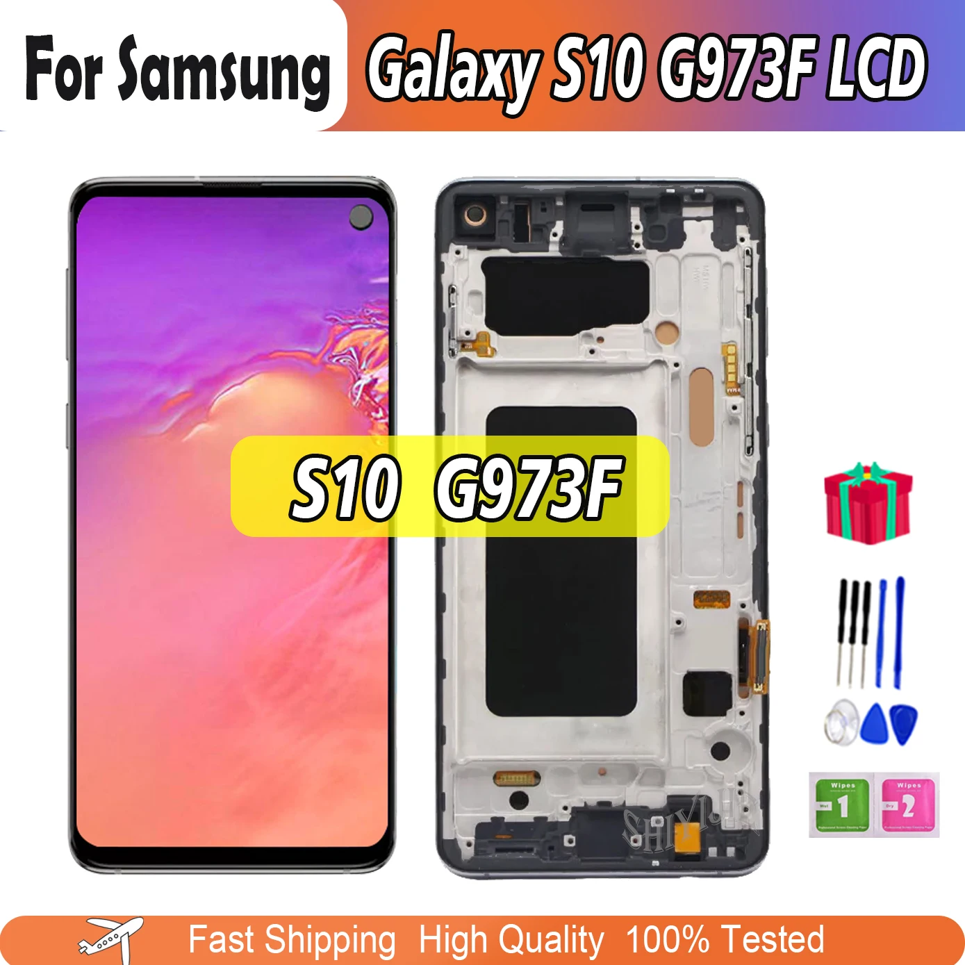 AAA + качество Oled2 ЖК-дисплей для S10 ЖК-дисплей с рамкой для Samsung Galaxy S10 G973F/DS G973 G973U SM-G973 ЖК-сенсорный экран протестирован