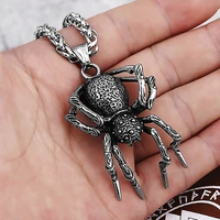 316l stainless steel spider necklace pendant men women punk hip hop animal spider black widow pendant fashion jewelry wholesale