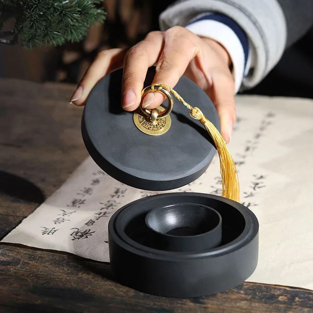 

Ink Cartridge Covered Inkslab Inkstone Holder Drawing Writing Chinese Calligraphy Painting