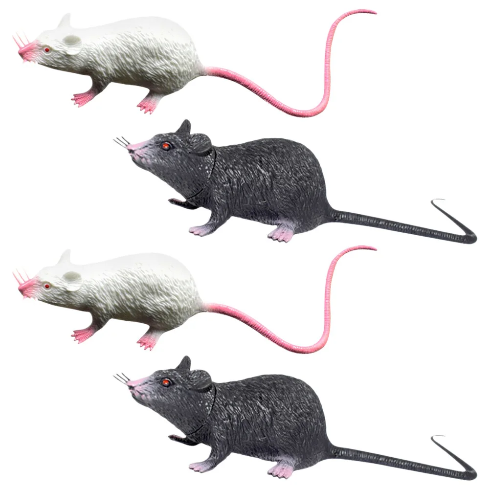 

4 Pcs Halloween Toys Mouse Plastic Rats Model Simulated Tiny Animals Pvc Party Prank Small Figurines