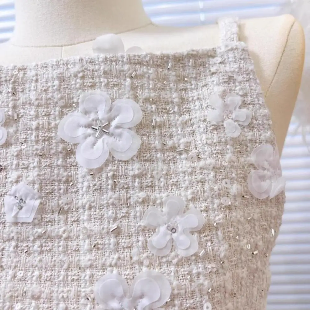 Женский твидовый костюм с блестками трикотажный трехмерный костюм-двойка и