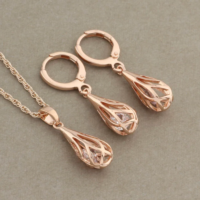 Женские серьги-капельки из розового золота 585 пробы