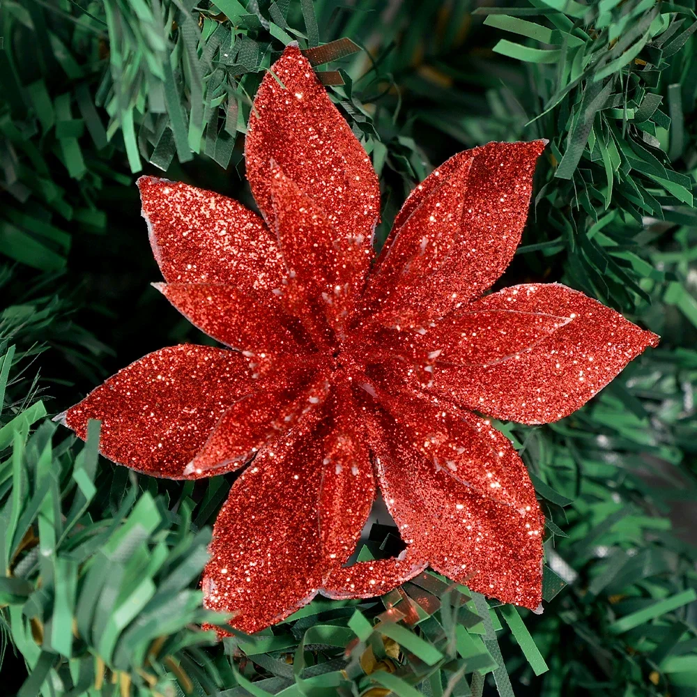 

Блестящие искусственные цветы для елки 5/10 шт.