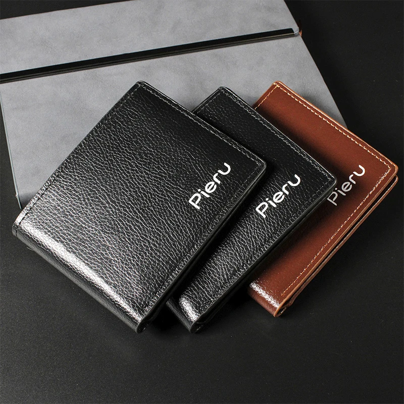 

PU Leather Men Wallet Retro Money Purse Lychee Pattern Coin Purse Large-capacity Ticket Clip Business Credit ID Card Holders