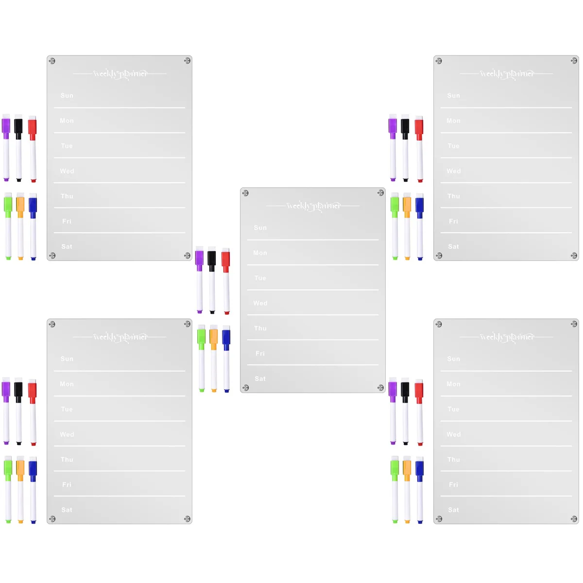 

5 комплектов, доска для сообщений на неделю, магнитная доска для сообщений, напоминания о холодильнике, трехмерная прозрачная сухая акриловая стираемая