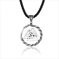 new stainless steel viking stacked triangle pendant nordic mens necklace retro style titanium steel ouroboros necklace
