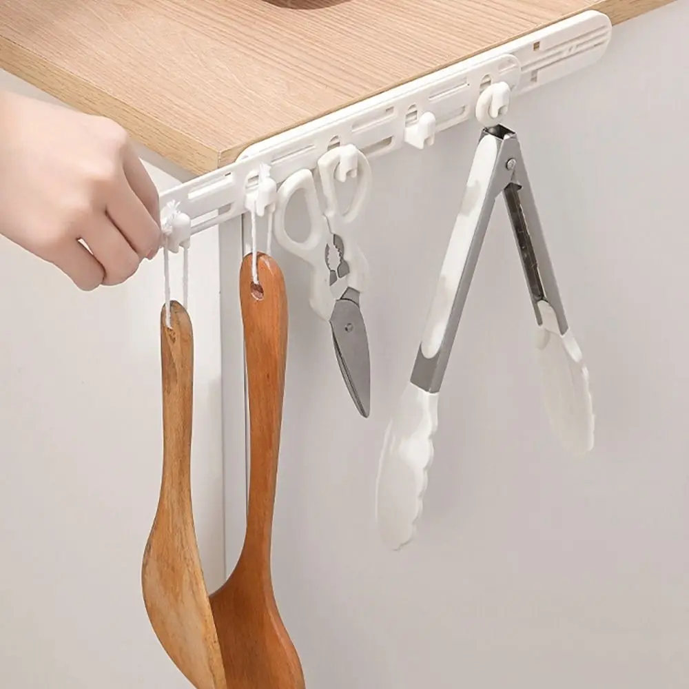 

Adhesive Hook Multi-Purpose Wall Mounted Organizer Holder Telescopic Five Row Hanger Kitchen Bathroom Retractable Gap Hooks