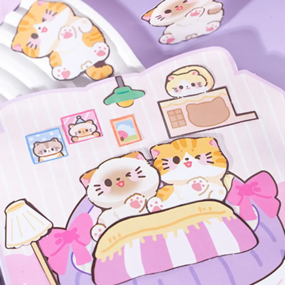 Фото Магнитная развивающая книга Монтессори Kawaii: Тихая книга-раскраска ручной работы с наклейками-котиками, мультяшная книга-ежедневник DIY, подарок на день рождения №4