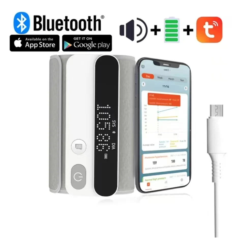 English Voice Arm Bluetooth Зарядка для длительного использования медицинского сфигмоманометра Цифровой жидкокристаллический сфигмоманометр с большим экраном