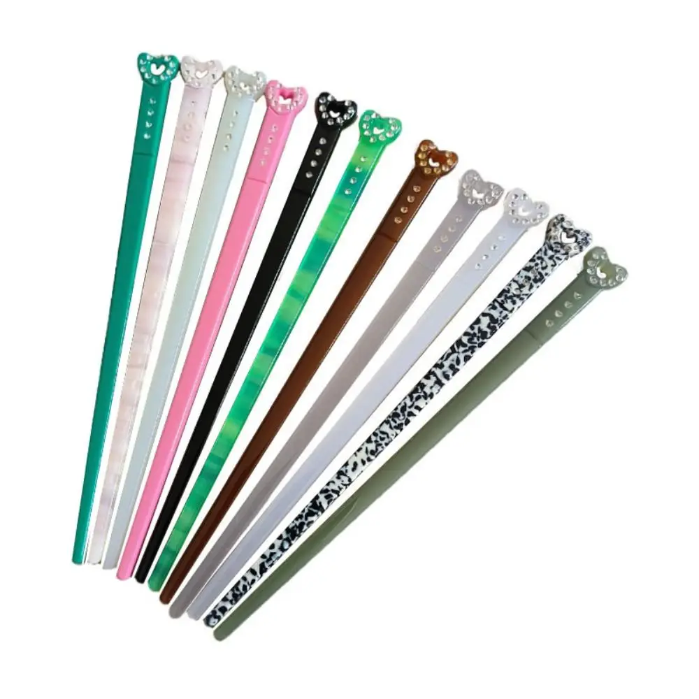 

18cm Retro Love Heart Rhinestone Acetate Hair Fork Hair Stick For Women Girl Simple Hairpin Hanfu Cheongsam Headwear Headdress