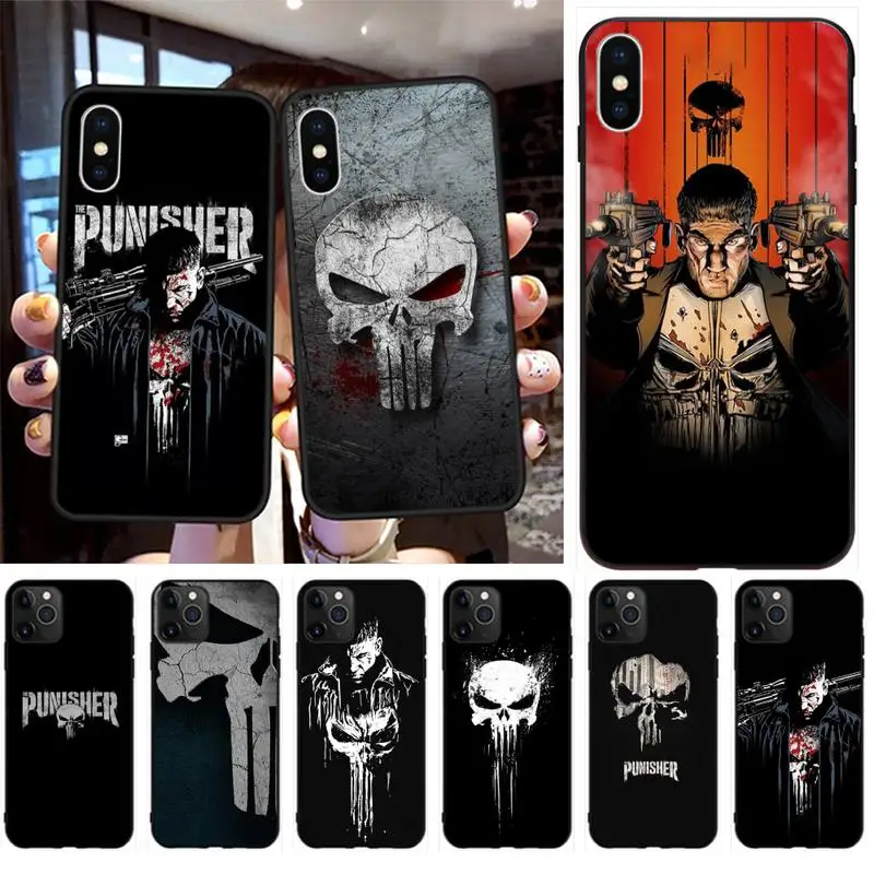 

Cool Punisher skull Phone Case For iphone 13 12 11 Pro Max Mini XS Max 8 7 Plus X SE 2020 XR Cover