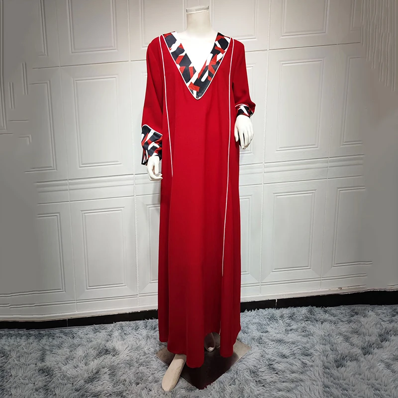 Flower Embroidery Long Sleeve Printed Abaya For Muslim Women 2022 Solid Color With Hijab Modest Loose Maxi Dubai Arabic Abaya