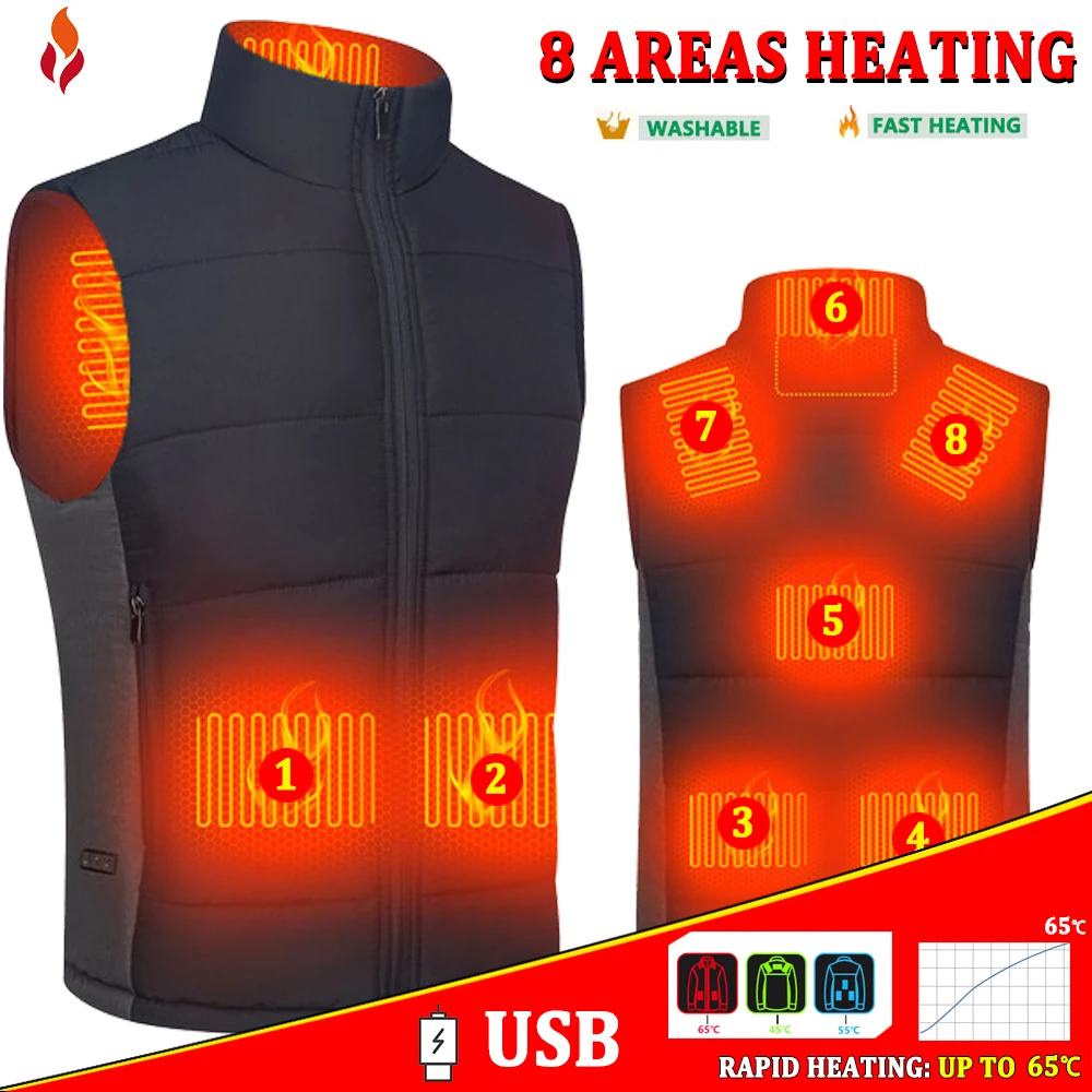 

Зимняя Теплая мужская куртка Smart 8 для наружной рыбалки, охоты, треккинга, подогрев для женщин, жилет с подогревом