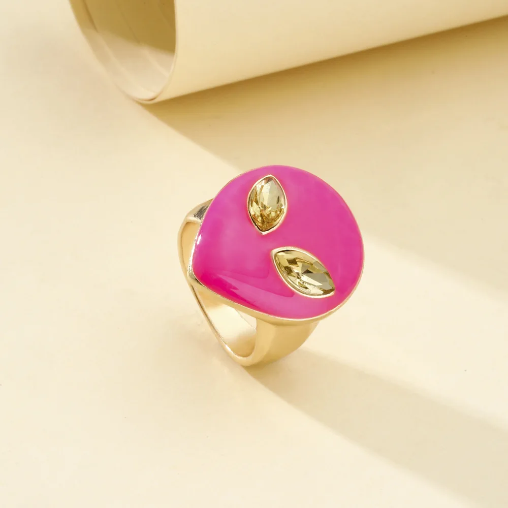 

Fashion Color Enamel Alien Alien Rings For Women Personality Summer Girl's Finger Ring Wholesale Jewelry Gift
