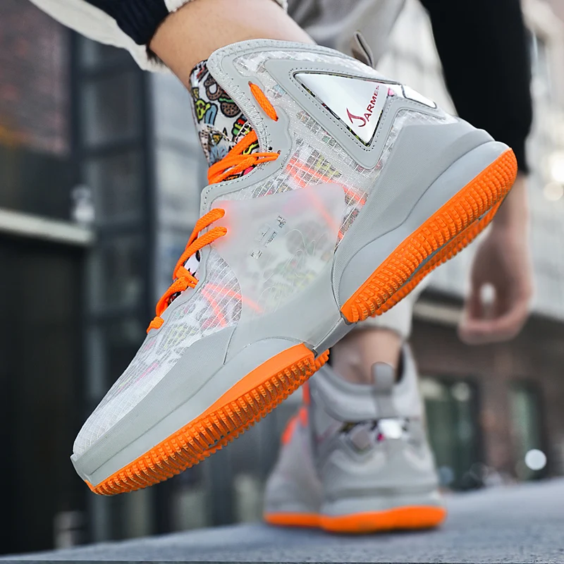 Basketball Shoes Men's Street Basketball Cushioning Non-slip Sports Shoes Men's Mesh Breathable Training Basketball Shoes 34-46#