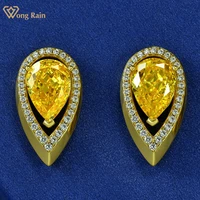 wong rain elegant vintage 925 sterling silver pear 4ct created moissanite gemstone wedding party ear studs earrings fine jewelry