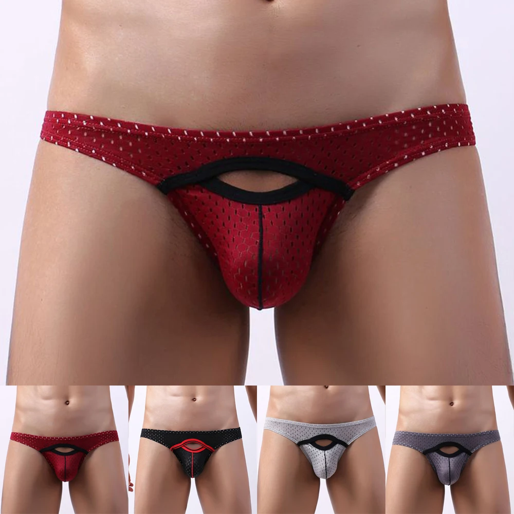 

Men Sexy Low Waist Briefs U-Bulge Pouch Hollow Hole Fashionbreathable Panties Knickers Comfort Skinny Underpants Underwear