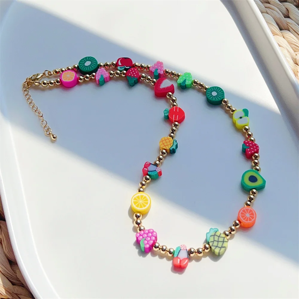 

KKBEAD Boho Summer Tropical Fruits Beads Necklace Choker for Women Y2k Jewelry Gold Color Beaded Necklaces Gift for Friends