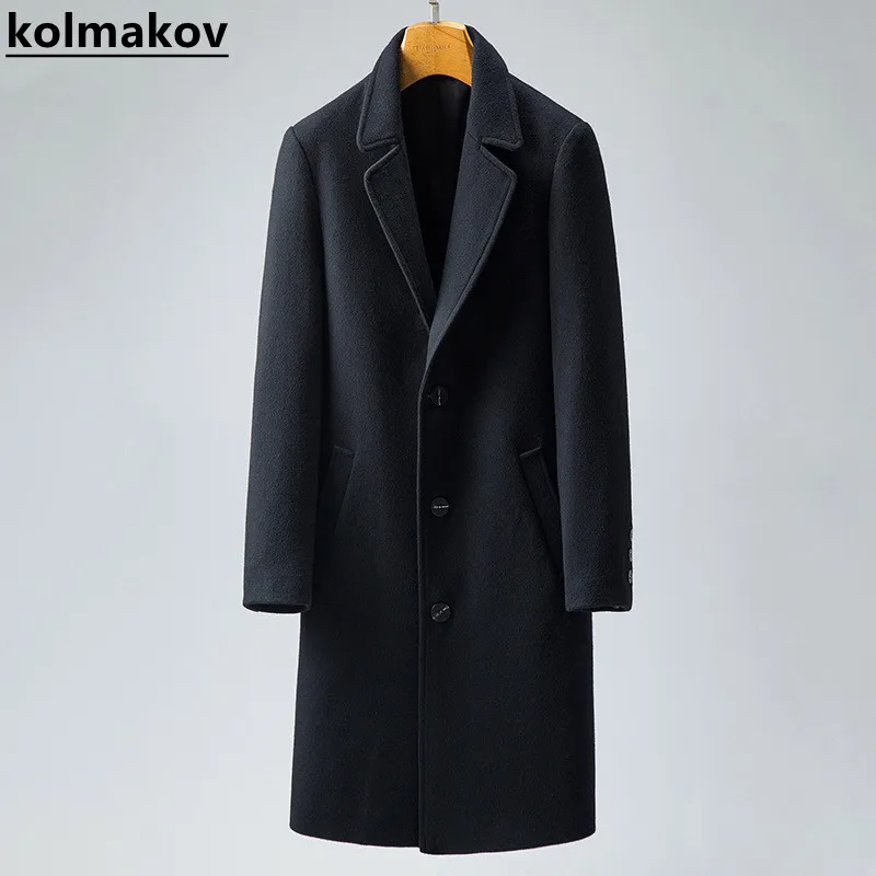 

Тренчкот Мужской однобортный, классическое модное длинное пальто, повседневное свободное шерстяное пальто, зима 2022